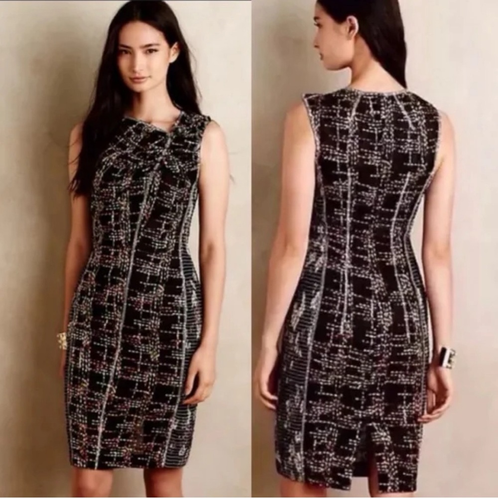 Byron Lars Beauty Mark London Lights Black Multicolor Sleeveless Sheath size 4